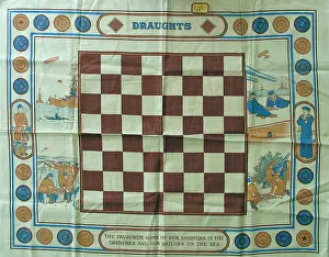 David Cohen Fine Art: Draught board with ships and aeroplanes - WWI