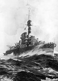 Rearmament: Drawing of an armored cruiser, 1929