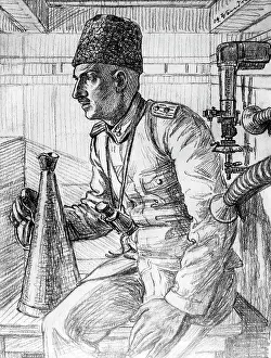 Ottomans: Drawing of a battery commander, 1917