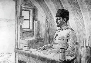 Erster: Drawing of a battery commander, 1917
