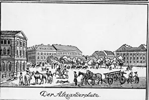 Marketplace: Drawing of the Berlin Alexanderplatz, 18th century