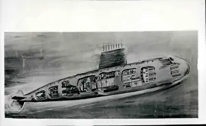 Compartments: Drawing of Britain's first nuclear submarine