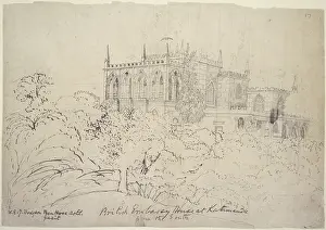 1800 1894: Drawing of the British Embassy, Kathmandu, Nepal. Signed by