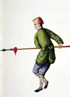 Harry Price: Drawing of Chinese soldier with pike