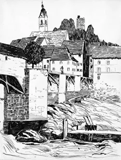 Aargau: Drawing by Harold Auerbach, Laufenburg, Switzerland