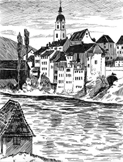 Solothurn: Drawing by Harold Auerbach, Olten, Switzerland