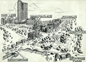 Intercontinental: Drawing of Hyde Park Corner after 1963