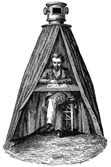 Portable: Drawing a landscape using a portable camera obscura