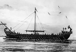 Rowed: Drawing of a liburna 1934