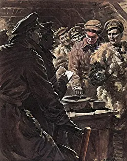 Begg: Drawing Lots for Christmas Leave, WW1