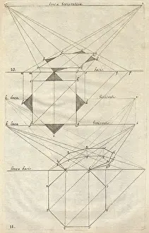 1751: Drawing of an octagon projection in perspective