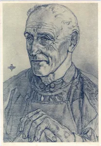Reminiscent: Drawing of an Old Peasant from Bavaria by Willrich