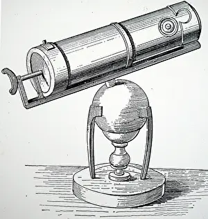 Telescope: Drawing of the reflecting telescope used by Isaac