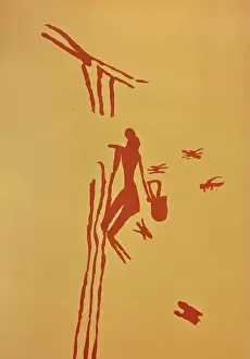 Creepers: Drawing of rock art, Ecomuseum, Bicorp, Valencia, Spain