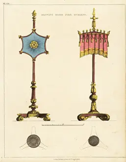 Regency Style: Drawing room fire screens, Regency style