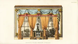 Furniture Designer: Drawing-room window curtains designed by George Bullock