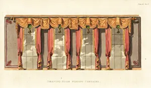 Furniture Designer: Drawing-room window curtains designed by George Bullock