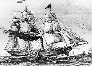 Riverboat: Drawing of the Savannah, ca. 1820