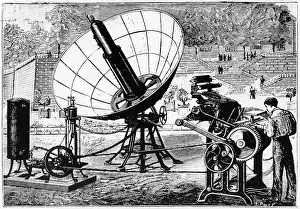 Abel: Drawing of a solar-powered printing press, 19th century