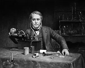 Invent: Drawing Of Thomas A. Edison &
