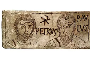 Worships: Drawing in a tombstone. 4th c. A.D, representing