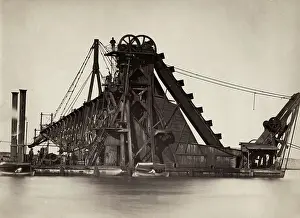 Dredger: Dredging barge on the River Nile, Egypt, c.1890's