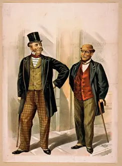 Canes: Two well dressed men with canes, standing on sidewalk outsid