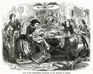 Dressmaker: Dressmakers workroom in London 1858