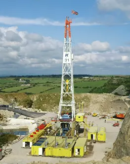 Penryn: Drilling rig at Rosemanowes Quarry, Penryn, Cornwall