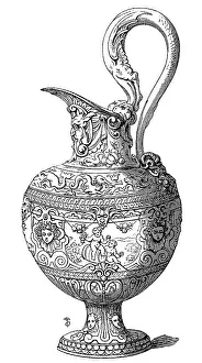 Handhold: Drinking vessels, dishes, cutlery, ewer, silver and gold