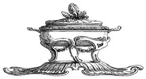 Tureen: Drinking vessels, dishes, cutlery, part of a dinner service