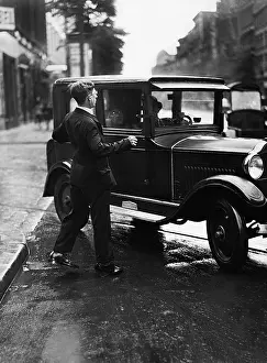 Cuts: Driver overlooks pedestrian while turning, 1935