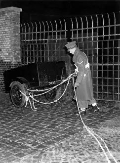 Secures: Driveway blocked by the British at House of Broadcasting in