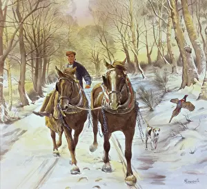 Carthorses: Driving two horses down a snowy lane