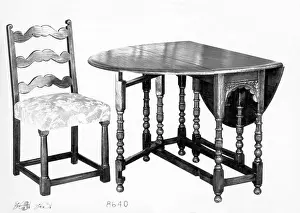 Respectively: A drop-leaf table and chair