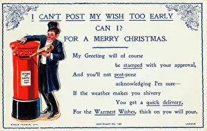 Indulge: Drunkard and bottle with comic verse on a Christmas card