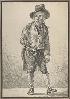 Orlovsky: A Drunken Man Standing, 1822, Black chalk, sheet: