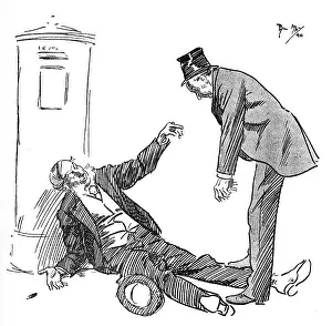 Postbox: Two drunks by a postbox, one already collapsed
