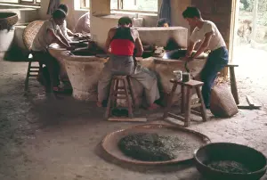 Hangzhou: Drying tea at a commune, Hangchow (Hangzhou), China