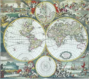 Hemisphere: Dual Hemisphere Map of the World 1668
