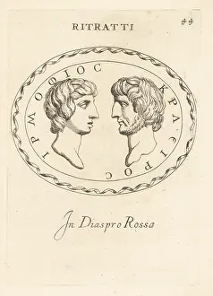 Abraham Blooteling: Dual portrait of Ermosio and Crairo facing each other
