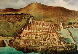 Xviith: Dubrovnik. Map of the city before the earthquake of 1667