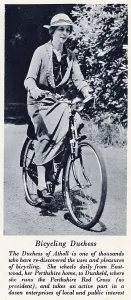 Aristocrat: Duchess of Atholl riding a bicycle