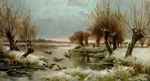 Snowscene: Duck Shooting on the Thames, Henley