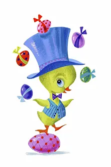 Juggling: Duckling juggling with Easter Eggs