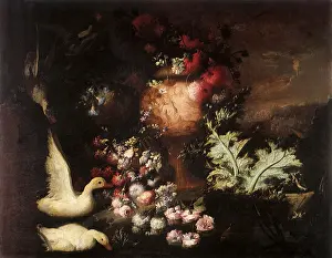 1690s: Ducks, Cascade of Flowers, & Engraved Vase