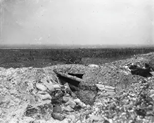 Stumps: Dugouts and trenches on a battlefield, WW1