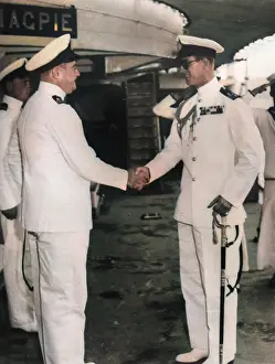 The Duke of Edinburgh taking over HMS Magpie at Malta
