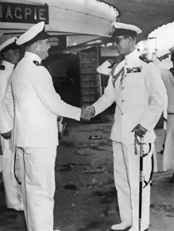 The Duke of Edinburgh taking over HMS Magpie at Malta