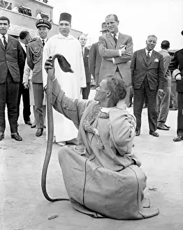 Marrakech: Duke of Edinburgh watching snake charmer, Morocco